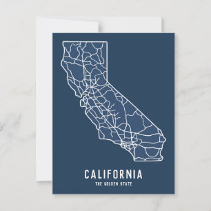 Postale Carte routière de l'État de Californie - carte de 
