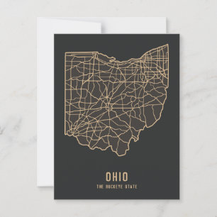 Postale Carte routière de l'Ohio - carte de l'État du Buck