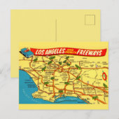 Postale Carte routière de Los Angeles Calfornia (Devant / Derrière)