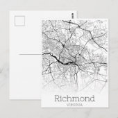 Postale Carte routière de Richmond Virginia (Devant / Derrière)