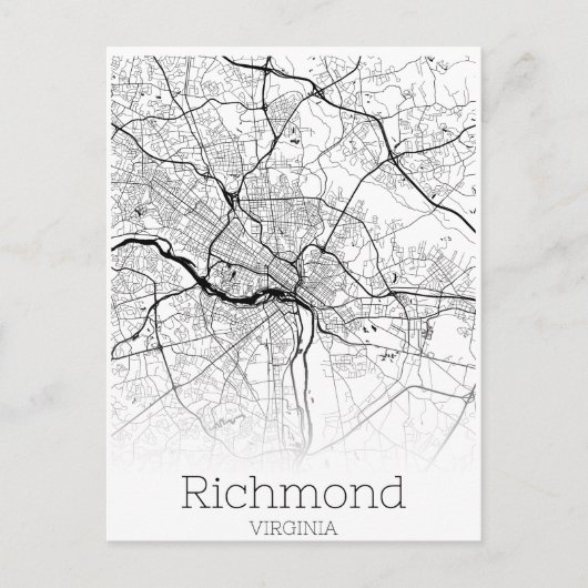 Postale Carte routière de Richmond Virginia (Devant)