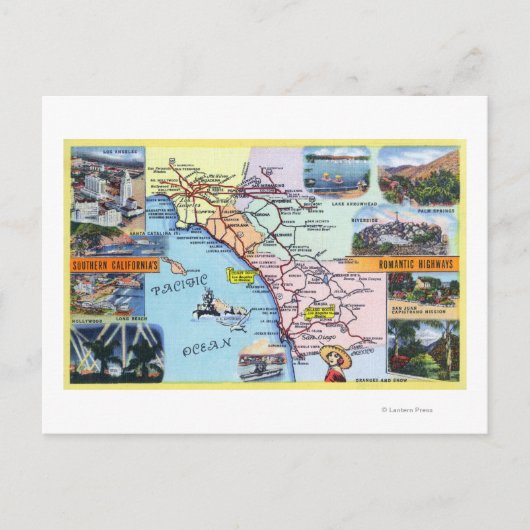 Postale Carte routière des autoroutes romantiques de l'CA (Devant)