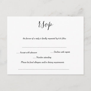 Postale Carte RSVP de mariage simple et moderne