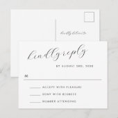 Postale Carte RSVP de réponse du Mariage de script de répo (Devant / Derrière)