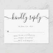 Postale Carte RSVP de réponse Mariage simple de script (Devant)