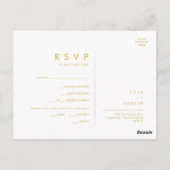 Postale Carte RSVP minimaliste moderne Gold (Dos)