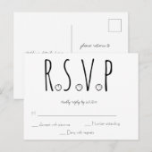 Postale Carte RSVP Noir et Blanc Shell Beach Wedding (Devant / Derrière)
