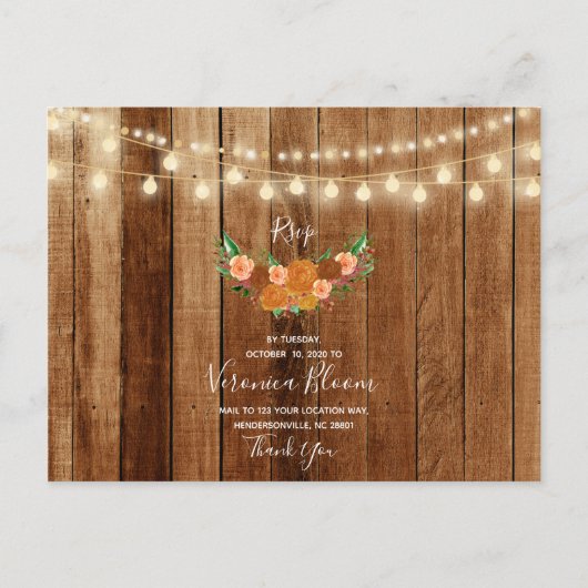 Postale Carte RSVP Rustic Chic Barn Wood Post Card (Devant)