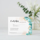 Postale Carte RSVP Turquoise élégante (Debout devant)