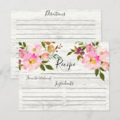 Postale Carte Rustique rose & violet Aquarelle Florale Rec (Devant / Derrière)