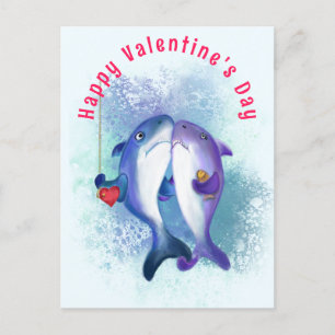 Postale Carte Saint-Valentin avec Couple Shark Love Funny