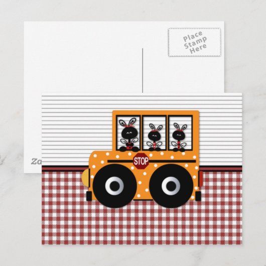 Postale Carte Schoolbus Ladybug (Devant / Derrière)