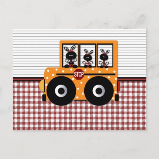Postale Carte Schoolbus Ladybug (Devant)