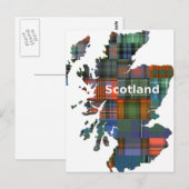 Postale Carte Scotland Multi Tartan (Devant / Derrière)