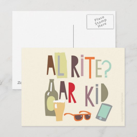Postale Carte Scouse - Alrite Ar Kid (Devant / Derrière)