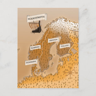 Postale Carte Sepia De Scandinavie