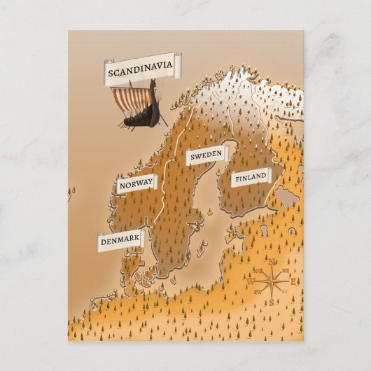 Postale Carte Sepia De Scandinavie (Devant)