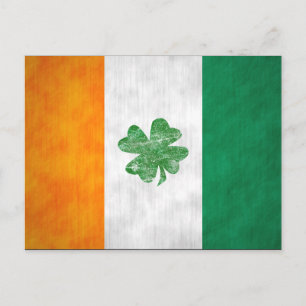 Postale Carte Shamrock drapeau irlandais 2 côté