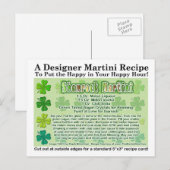 Postale Carte shamrock St. Patrick's Day Martini Recette (Devant / Derrière)