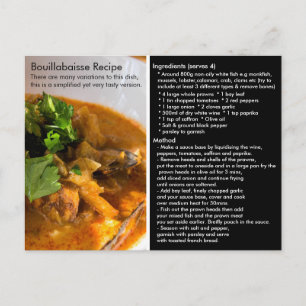 Postale Carte simple Bouillabaisse Recette