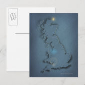 Postale Carte simple des îles britanniques avec coucher de (Devant / Derrière)