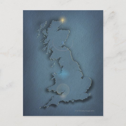 Postale Carte simple des îles britanniques avec coucher de (Devant)