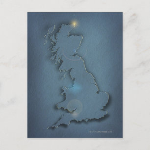 Postale Carte simple des îles britanniques avec coucher de