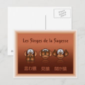 Postale carte singes de la sagesse (Devant / Derrière)