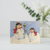 Postale Carte Snowman et Son (Debout devant)
