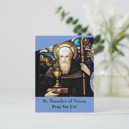 Postale Carte St. Benoît de Nursia (Debout devant)