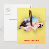 Postale Carte Suisse poster Voyage ski. (Devant / Derrière)