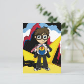 Postale Carte Superhero Boy in City (Debout devant)