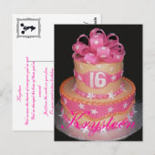 Postale Carte Sweet 16 Gâteau (Devant / Derrière)