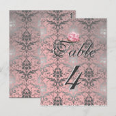 Postale Carte table Damask Grunge rose (Devant / Derrière)