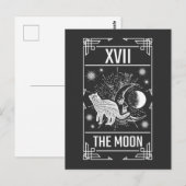 Postale Carte Tarot Croissant Lune Occulte Chat Sorcière g (Devant / Derrière)