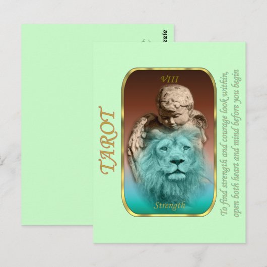 Postale Carte Tarot - Force (Devant / Derrière)