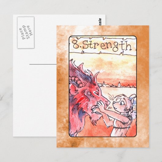 Postale Carte Tarot Force (Devant / Derrière)