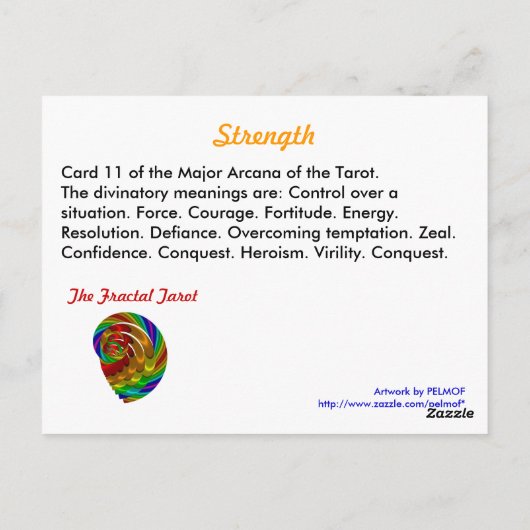 Postale Carte Tarot Force (Dos)