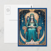 Postale Carte Tarot, Haute Prêtre 2 (Devant / Derrière)