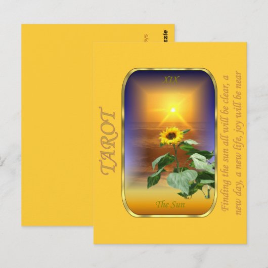 Postale Carte Tarot - Le Soleil (Devant / Derrière)