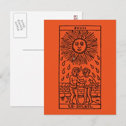 Postale Carte Tarot : Le Soleil (Devant / Derrière)