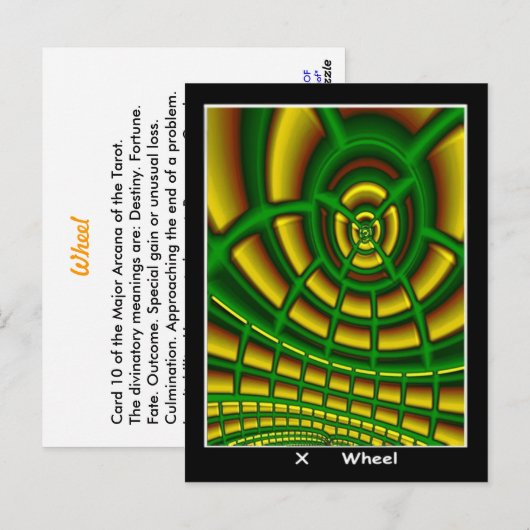 Postale Carte Tarot Roue (Devant / Derrière)