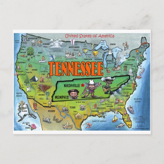 Postale Carte Tennessee USA (Devant)