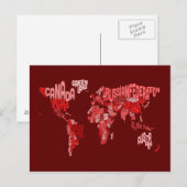 Postale Carte texte de la carte du monde (Devant / Derrière)
