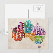Postale Carte texte typographique Australie (Devant / Derrière)