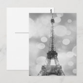 Postale Carte Tour Eiffel, Noir & Blanc, Vertical (Devant / Derrière)
