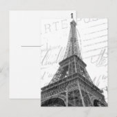 Postale Carte Tour Eiffel, Noir & Blanc, Vertical (Devant / Derrière)