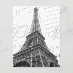 Postale Carte Tour Eiffel, Noir & Blanc, Vertical