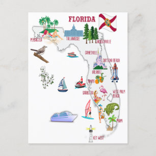 Postale Carte touristique de Floride avec points de repère