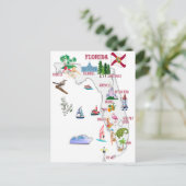 Postale Carte touristique de Floride avec points de repère (Debout devant)